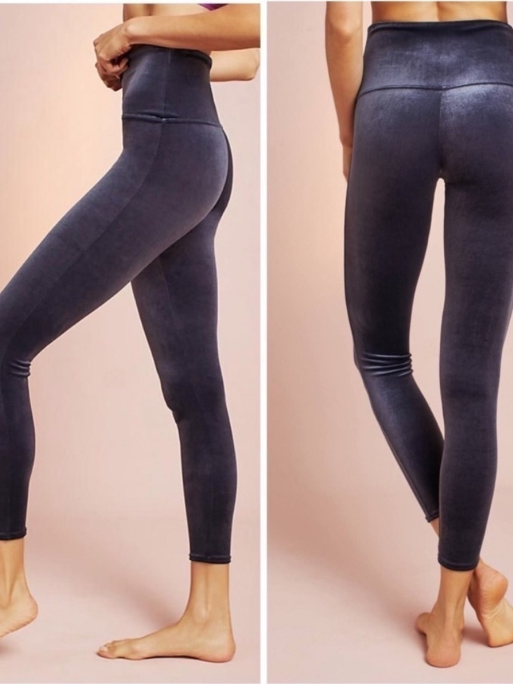 Spanx Velvet Navy Blue Leggings Size Small